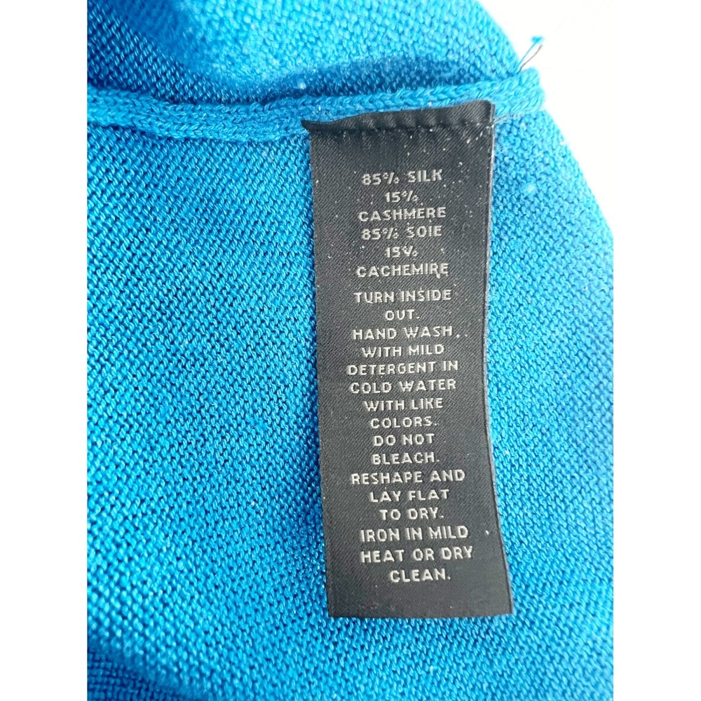 Saks Fifth Avenue Silk Cashmere Lace Up Sweater Turquoise Blue Womens Small - Picture 4 of 4